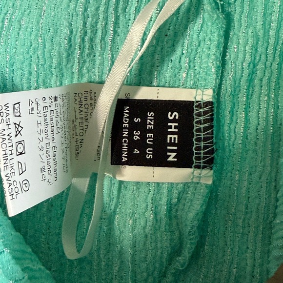 SHEIN Mint Green Textured Twist Front Ruffle Crop Top sz S sz2412207897018 - Picture 5 of 8